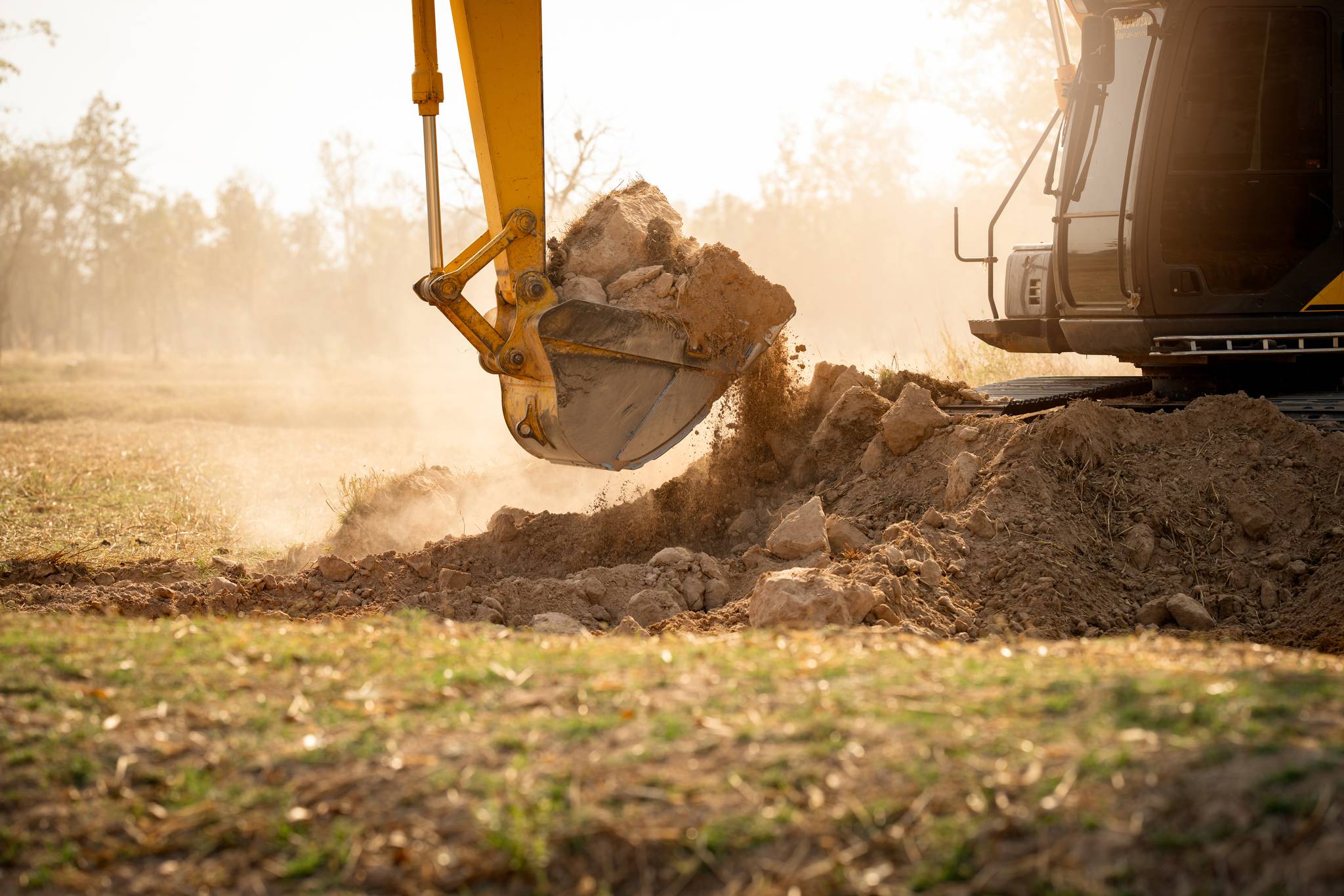 Backhoe working at construction site