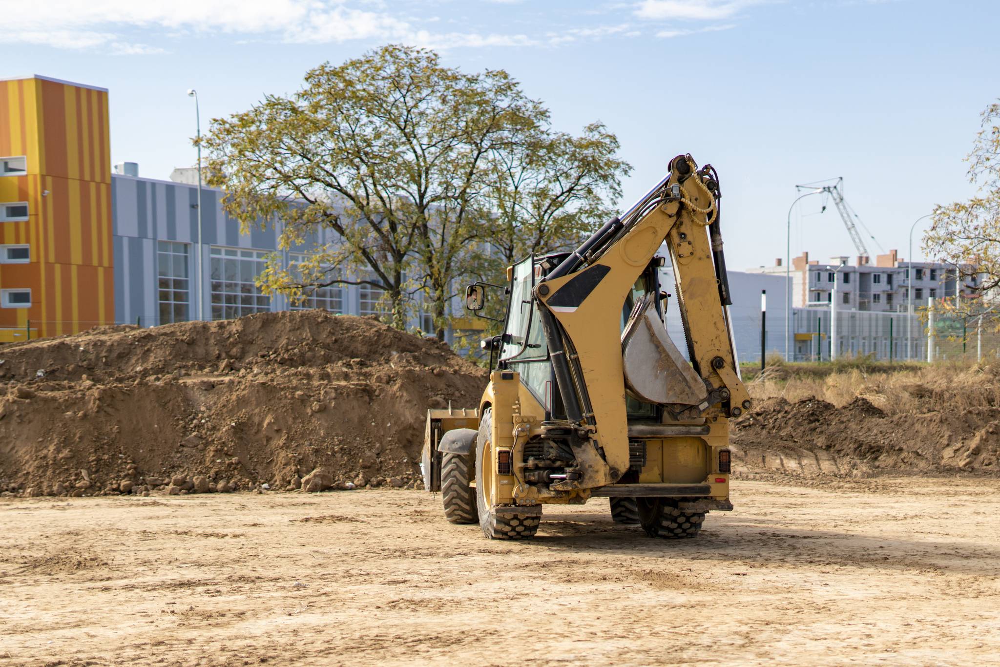 Excavator machine working on a construction site